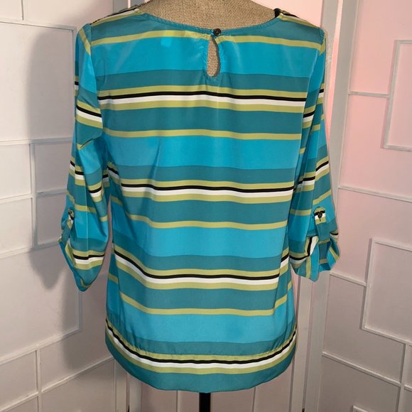 Croft & Barrow Aquatic Colors Stripe blouse - Picture 4 of 7